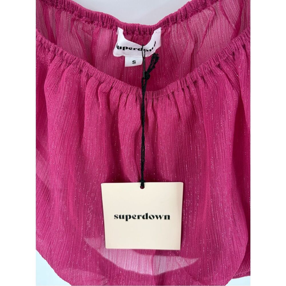 Superdown pink shimmer sheer crop top women’s S NWT festival preppy - Picture 2 of 4